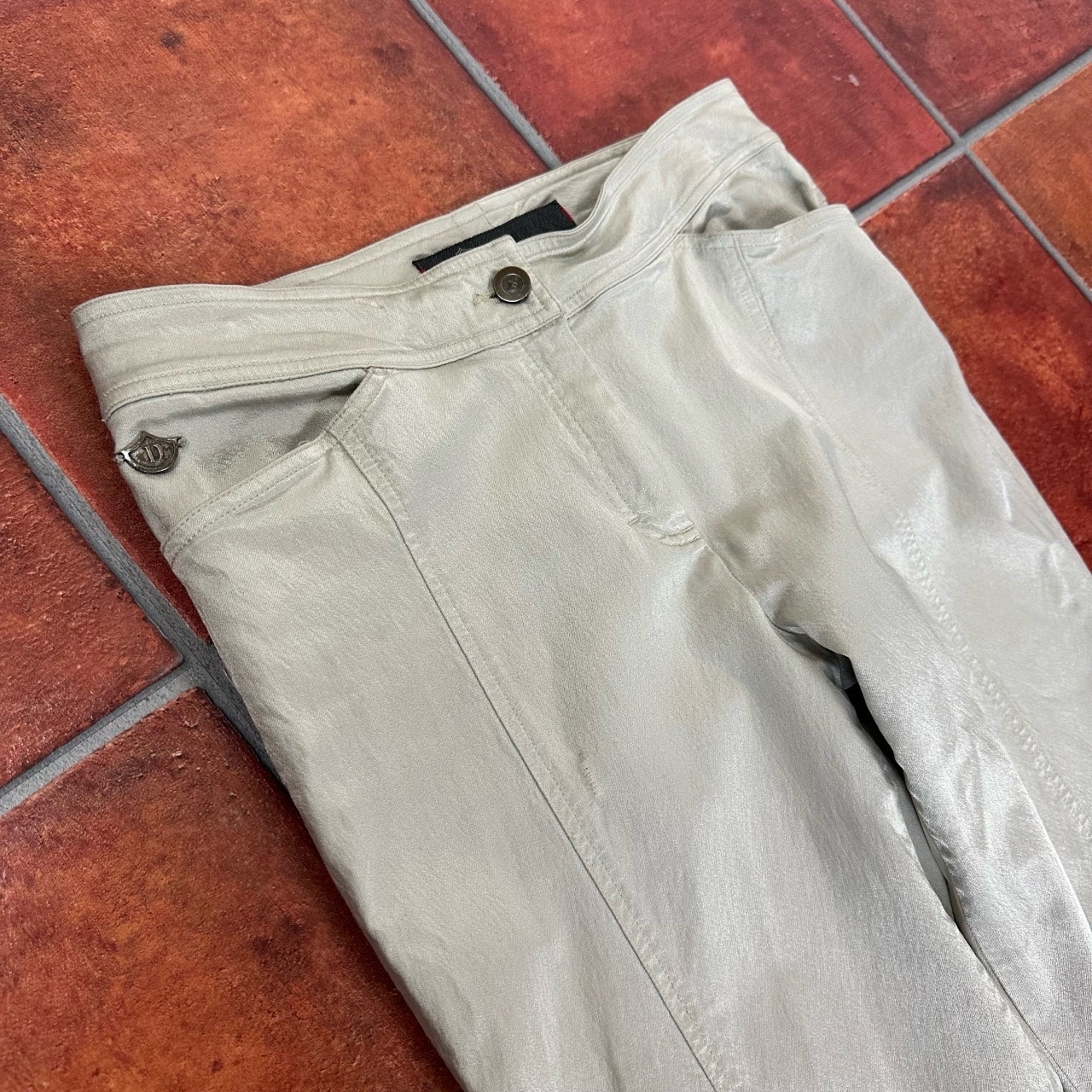Dismero Waxed Cotton Women Jeans Size Usa 8